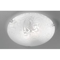 MARMO PLAFONIERA ROTONDA CLASSICA D40 IN VETRO BIANCO DAMASCATO ECONOMICA CRISTALENSI LUX - Cristalensi Shop Online 2