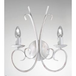 PARIGI APPLIQUE 2 LUCI IN METALLO BIANCO INVECCHIATO CON LAMPADINE A VISTA CRISTALENSI LUX - Cristalensi Shop Online 2