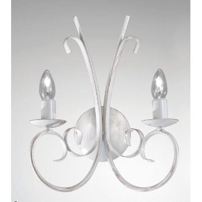 PARIGI APPLIQUE 2 LUCI IN METALLO BIANCO INVECCHIATO CON LAMPADINE A VISTA CRISTALENSI LUX - Cristalensi Shop Online