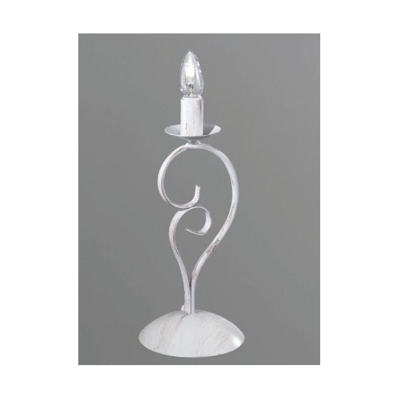 PARIGI LAMPADA DA TAVOLO IN METALLO BIANCO INVECCHIATO CON LAMPADINA A VISTA CRISTALENSI LUX - Cristalensi Shop Online