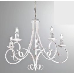 PARIGI LAMPADARIO A BRACCI 5 LUCI IN METALLO BIANCO CON LAMPADINE A VISTA CRISTALENSI LUX - Cristalensi Shop Online 2
