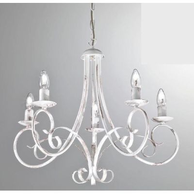 PARIGI LAMPADARIO A BRACCI 5 LUCI IN METALLO BIANCO CON LAMPADINE A VISTA CRISTALENSI LUX - Cristalensi Shop Online