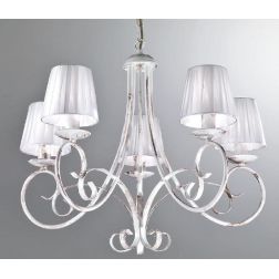 PARIGI LAMPADARIO 5 LUCI A BRACCI IN METALLO BIANCO CON PARALUMI IN TESSUTO PLISSE CRISTALENSI LUX - Cristalensi Shop Online 2