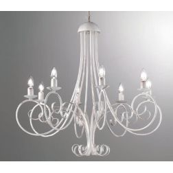 PARIGI LAMPADARIO A BRACCI 8 LUCI IN METALLO BIANCO CON LAMPADINE A VISTA CRISTALENSI LUX - Cristalensi Shop Online 2