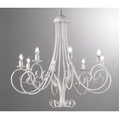 PARIGI LAMPADARIO A BRACCI 8 LUCI IN METALLO BIANCO CON LAMPADINE A VISTA CRISTALENSI LUX - Cristalensi Shop Online