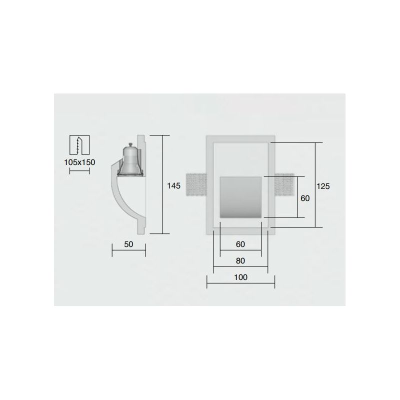 ISYLUCE INCASSO GESSO SEGNAPASSO QUADRATO LAMPADINA GU10 D.35 VERNICIABILE ISYLUCE - Cristalensi Shop Online