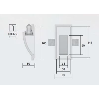 ISYLUCE SEGNAPASSO IN GESSO BIANCO RETTANGOLARE VERNICIABILE GU10 D35 ISYLUCE - Cristalensi Shop Online