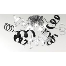 RICCIOLO PLAFONIERA MODERNA FINITURA CROMO CON RICCIOLI DECORATIVI IN VETRO COLORATO CRISTALENSI LUX - Cristalensi Shop Online 2