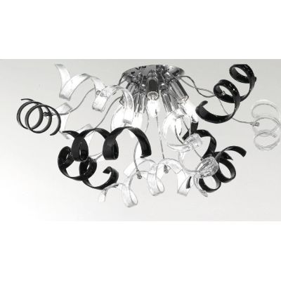 RICCIOLO PLAFONIERA MODERNA FINITURA CROMO CON RICCIOLI DECORATIVI IN VETRO COLORATO CRISTALENSI LUX - Cristalensi Shop Online