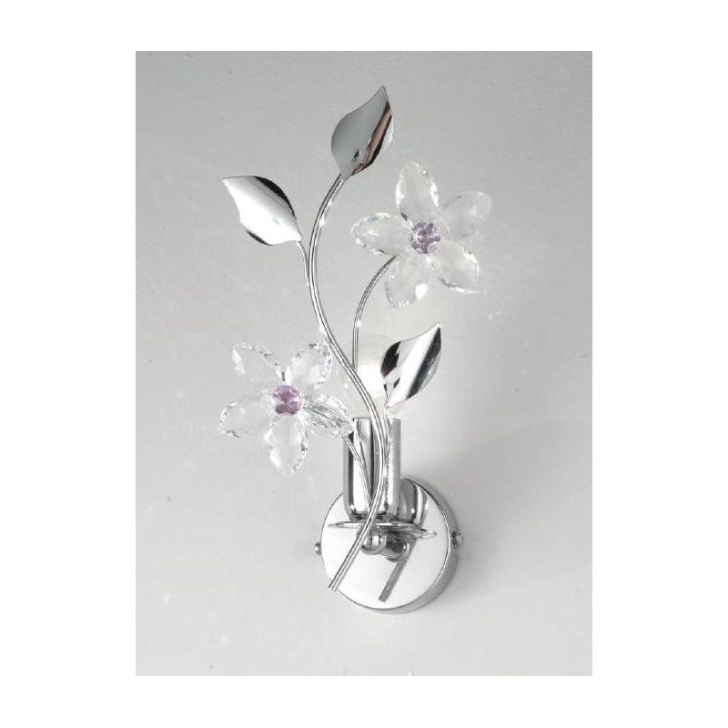 SANDRA APPLIQUE 1 LUCE FINITURA CROMO CON FIORI DECORATIVI IN CRISTALLO STILE CLASSICO CRISTALENSI LUX - Cristalensi Shop Online