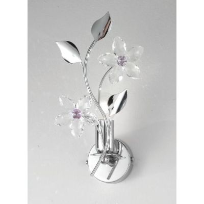 SANDRA APPLIQUE 1 LUCE FINITURA CROMO CON FIORI DECORATIVI IN CRISTALLO STILE CLASSICO CRISTALENSI LUX - Cristalensi Shop Online