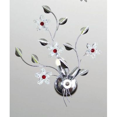 SANDRA APPLIQUE CLASSICA 2 LUCI FINITURA CROMO CON FIORI DECORATIVI IN CRISTALLO CRISTALENSI LUX - Cristalensi Shop Online