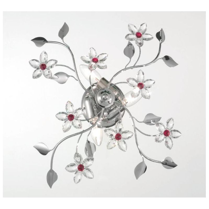 SANDRA PLAFONIERA 3 LUCI CLASSICA FINITURA CROMO CON FIORI DECORATIVI IN CRISTALLO CRISTALENSI LUX - Cristalensi Shop Online