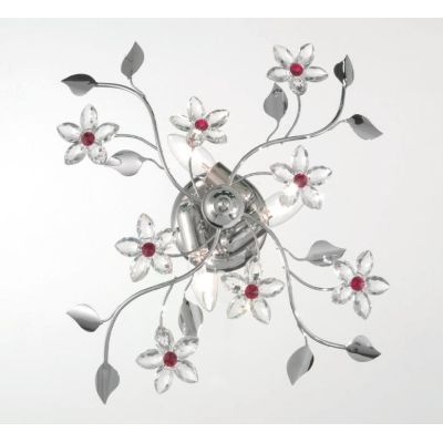 SANDRA PLAFONIERA 3 LUCI CLASSICA FINITURA CROMO CON FIORI DECORATIVI IN CRISTALLO CRISTALENSI LUX - Cristalensi Shop Online
