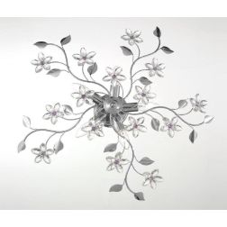 SANDRA PLAFONIERA CLASSICA 5 LUCI CROMO CON FIORI DECORATIVI IN CRISTALLO CRISTALENSI LUX - Cristalensi Shop Online 2