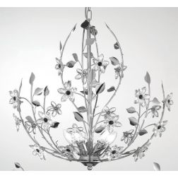 SANDRA SOSPENSIONE STILE CLASSICO 5 LUCI CROMO CON FIORI DECORATIVI IN CRISTALLO CRISTALENSI LUX - Cristalensi Shop Online 2