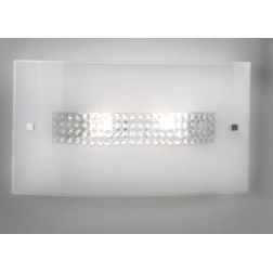 TIFFANY APPLIQUE RETTANGOLARE STILE MODERNO IN VETRO BIANCO LUCIDO CON SWAROSKY DECORATIVI CRISTALENSI LUX - Cristalensi Shop On 2