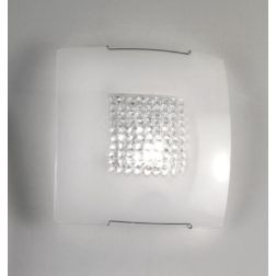 TIFFANY PLAFONIERA QUADRATA 30X30 MODERNA IN VETRO BIANCO LUCIDO CON CRISTALLI SWAROSKY DECORATIVI CRISTALENSI LUX - Cristalensi 2