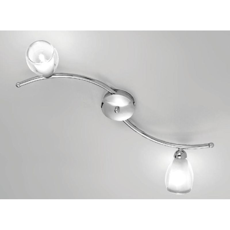 VENERE APPLIQUE PLAFONIERA 2 LUCI IN METALLO CROMO E DIFFUSORI IN VETRO STILE CLASSICO CRISTALENSI LUX - Cristalensi Shop Online