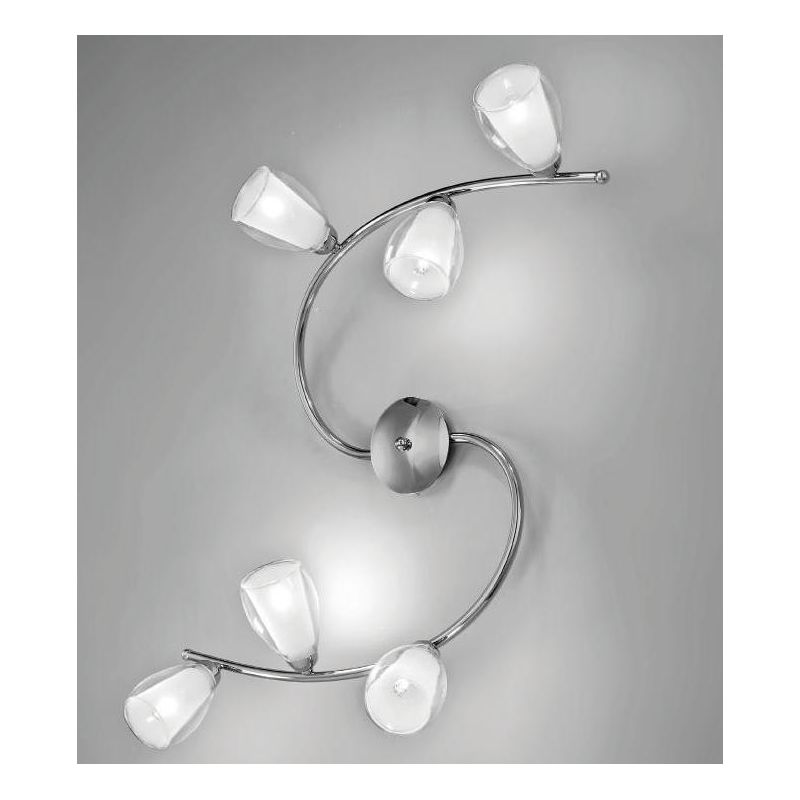 VENERE PLAFONIERA CLASSICA 6 LUCI IN METALLO CROMO E DIFFUSORI IN VETRO CRISTALENSI LUX - Cristalensi Shop Online
