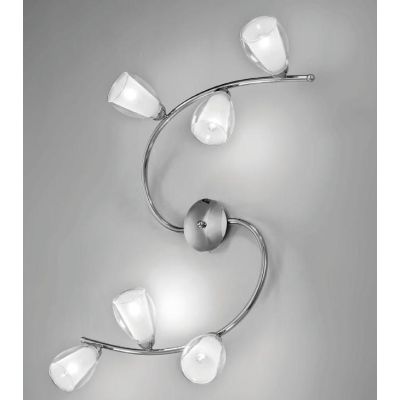 VENERE PLAFONIERA CLASSICA 6 LUCI IN METALLO CROMO E DIFFUSORI IN VETRO CRISTALENSI LUX - Cristalensi Shop Online