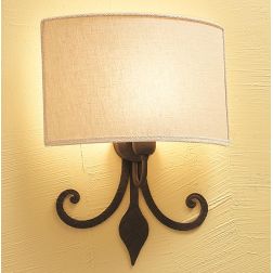 309 APPLIQUE IN FERRO VERNICIATO RUGGINE CON PARALUME IN LINO AVORIO CRISTALENSI OTTONE - Cristalensi Shop Online 2