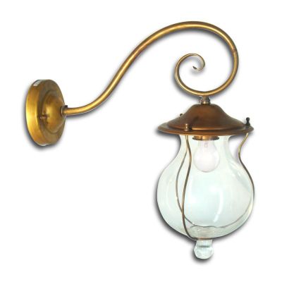 BACCO LAMPADA A PARETE PER ESTERNO GRANDE IN OTTONE NATURALE O ANTRACITE O CORTEN CRISTALENSI OTTONE - Cristalensi Shop Online