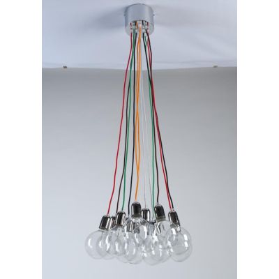 BOLLE SISTEMA DI ILLUMINAZIONE 12 LUCI CON CAVI SETA MULTICOLOR CRISTALENSI OTTONE - Cristalensi Shop Online