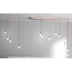 BOLLE SISTEMA DI ILLUMINAZIONE 12 LUCI CON CAVI CM 500 SETA MULTICOLOR CRISTALENSI OTTONE - Cristalensi Shop Online 2