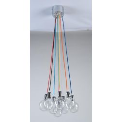 BOLLE SISTEMA DI ILLUMINAZIONE 9 LUCI CON CAVI SETA CM 200 COLORI A SCELTA CRISTALENSI OTTONE - Cristalensi Shop Online