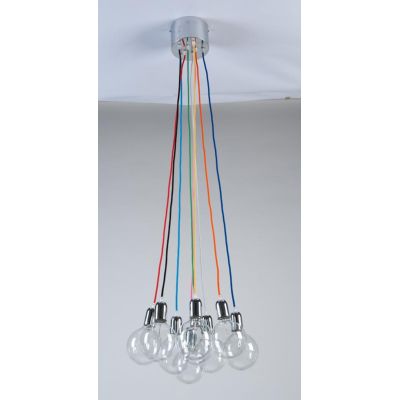 BOLLE SISTEMA DI ILLUMINAZIONE 9 LUCI CON CAVI SETA CM 200 COLORI A SCELTA CRISTALENSI OTTONE - Cristalensi Shop Online