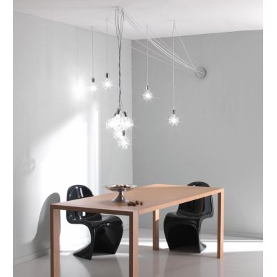 BOLLE SISTEMA DI ILLUMINAZIONE 9 LUCI CON CAVI SETA CM 500 COLORI A SCELTA CRISTALENSI OTTONE - Cristalensi Shop Online