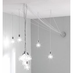 BOLLE SISTEMA DI ILLUMINAZIONE 9 LUCI CON CAVI SETA CM 500 COLORI A SCELTA CRISTALENSI OTTONE - Cristalensi Shop Online