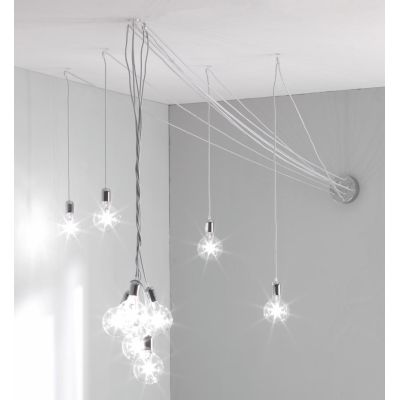 BOLLE SISTEMA DI ILLUMINAZIONE 9 LUCI CON CAVI SETA CM 500 COLORI A SCELTA CRISTALENSI OTTONE - Cristalensi Shop Online
