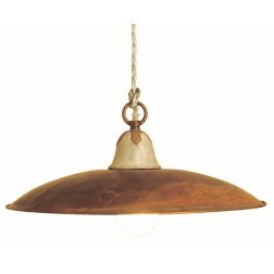 EMMA SOSPENSIONE IN OTTONE NATURALE E CERAMICA DECORATA CON PIATTO D36 CRISTALENSI OTTONE - Cristalensi Shop Online 2