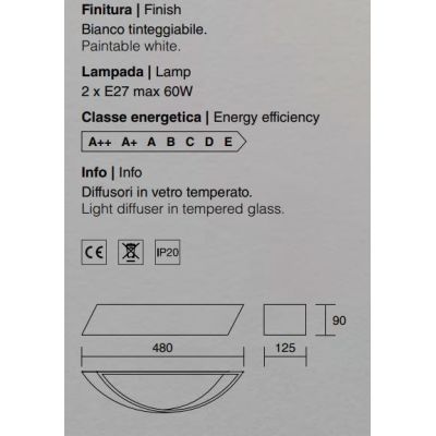 ISYLUCE SBIECO GRANDE APPLIQUE VERNICIABILE 2XE27 MODERNA ECONOMICA ISYLUCE - Cristalensi Shop Online