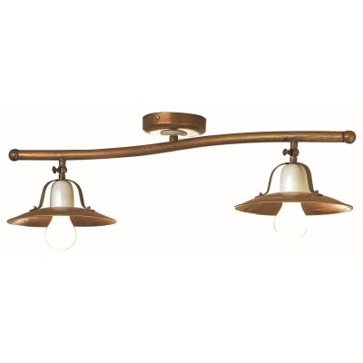FONSO PLAFONIERA 2 LUCI IN OTTONE NATURALE O VERNICIATO IN COLORE RUGGINE CRISTALENSI OTTONE - Cristalensi Shop Online