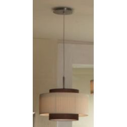 LIU' SOSPENSIONE IN ACCIAIO SATINATO CON PARALUME PLISSE DOPPIO VOLUME CRISTALENSI OTTONE - Cristalensi Shop Online 2