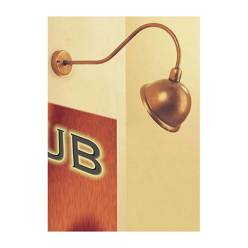PUB LAMPADA DA PARETE PER ESTERNO SPORGENZA 59 CM IN OTTONE LASCIATO AL NATURALE CRISTALENSI OTTONE - Cristalensi Shop Online