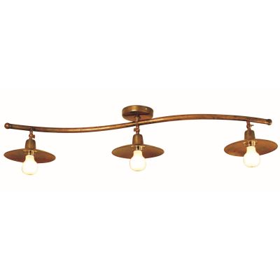 TEO TR100-3 PLAFONIERA LUNGA IN OTTONE NATURALE O VERNICIATO IN ANTRACITE O RUGGINE CRISTALENSI OTTONE - Cristalensi Shop Online