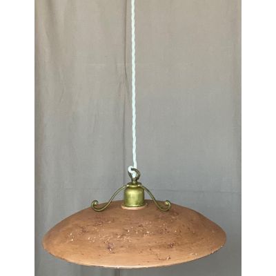 ANTICO TOSCANO LAMPADARIO IN STILE RUSTICO DIAMETRO 25 CM PIATTO IN TERRACOTTA CRISTALENSI OTTONE - Cristalensi Shop Online