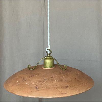 ANTICO TOSCANO LAMPADARIO A SOSPENSIONE DIAMETRO 40 CM CON PIATTO IN TERRACOTTA CRISTALENSI OTTONE - Cristalensi Shop Online