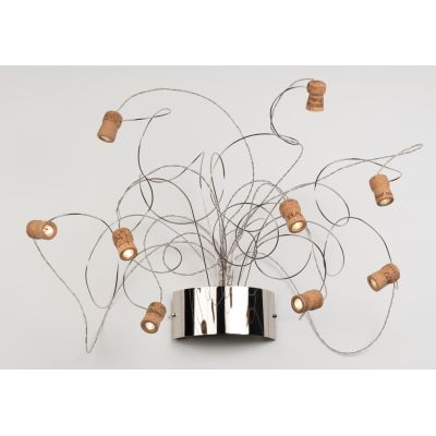WINELED A9 LAMPADA DA PARETE A LED CON TAPPI IN SUGHERO CRISTALENSI OTTONE - Cristalensi Shop Online
