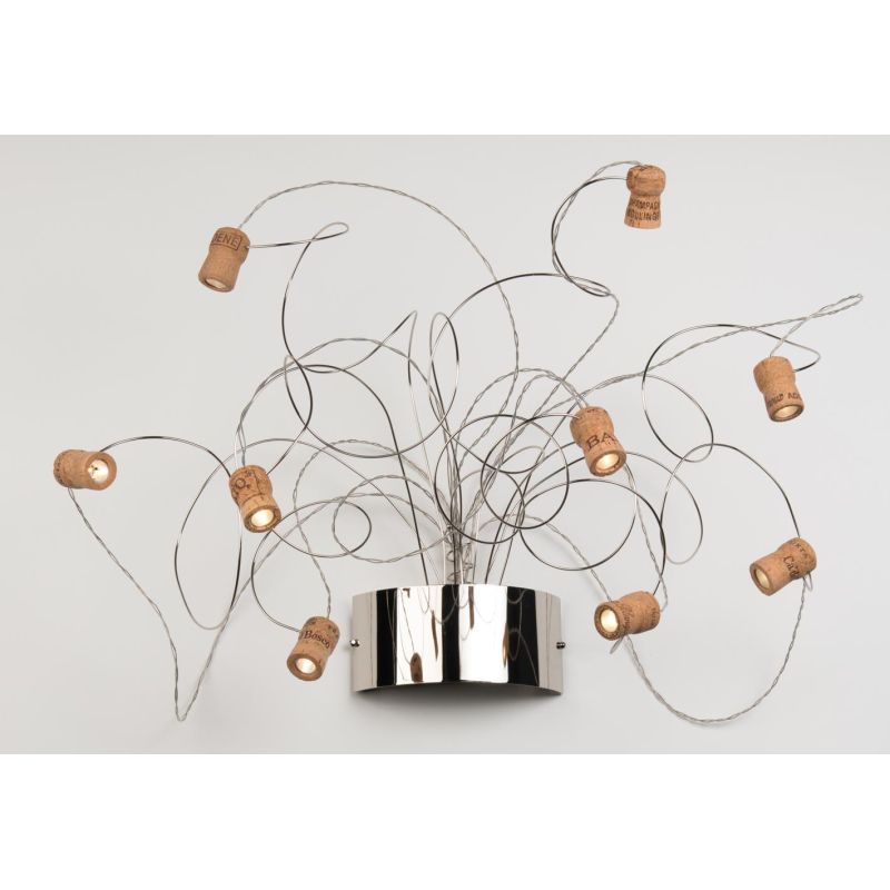 WINELED A9 LAMPADA DA PARETE A LED CON TAPPI IN SUGHERO CRISTALENSI OTTONE - Cristalensi Shop Online