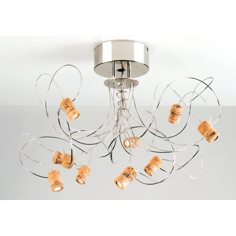 WINELED PL9 PLAFONIERA A LED CON SUGHERI CRISTALENSI OTTONE - Cristalensi Shop Online