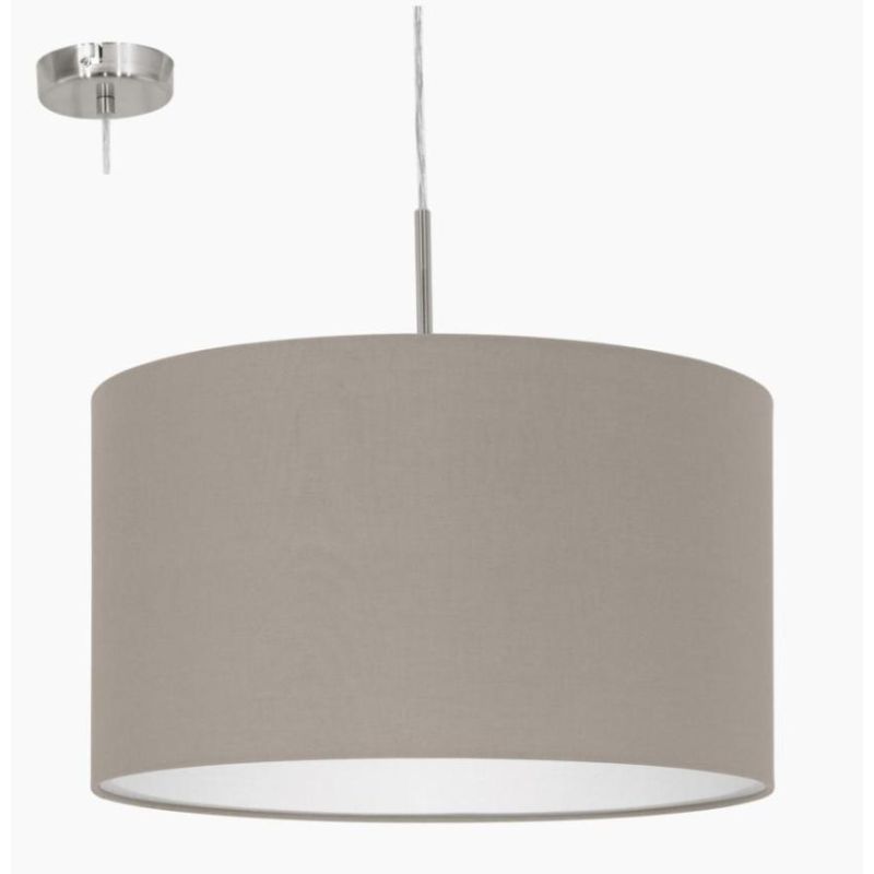 PASTERI SOSPENSIONE IN STOFFA COLOR TORTORA DIAMETRO 38 CM EGLO - Cristalensi Shop Online