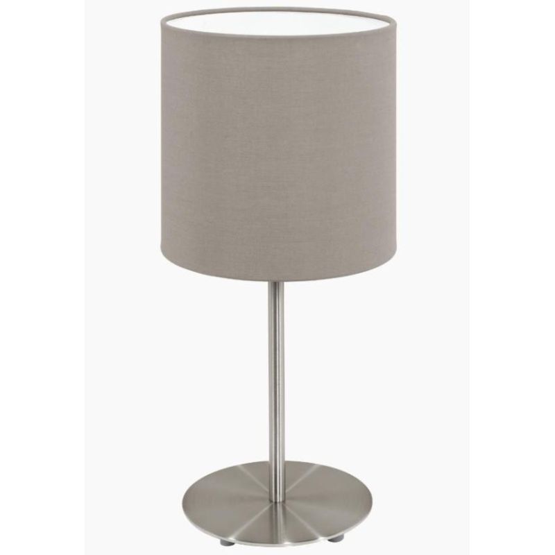 PASTERI LAMPADA TAVOLO PICCOLA IN TESSUTO COLOR TORTORA H. 27,5 CM EGLO - Cristalensi Shop Online