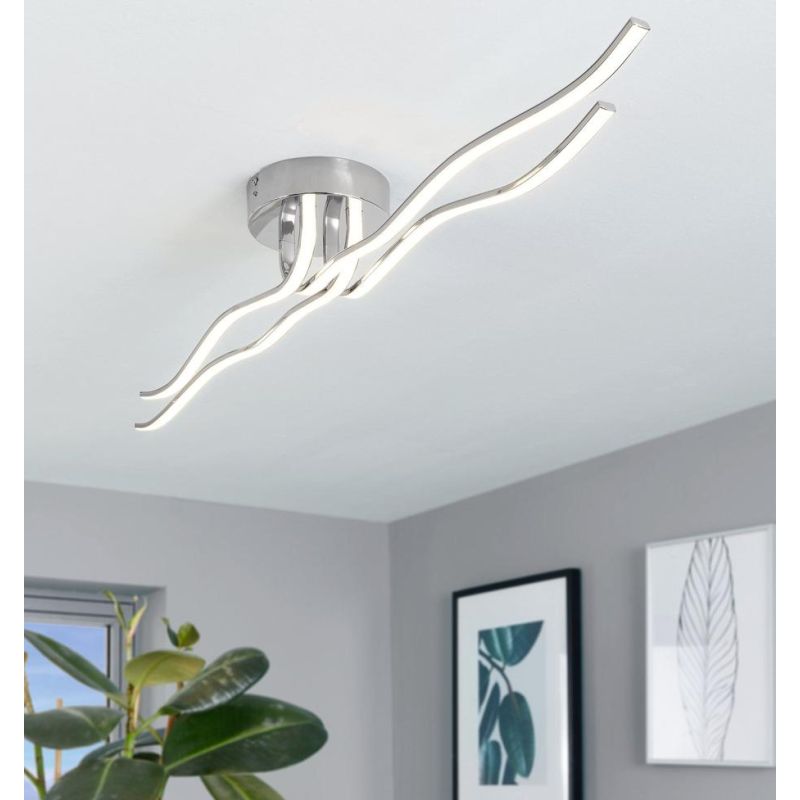 RONCADE PLAFONIERA IN METALLO CROMATO A LED INTEGRATO DA 40W 116 CM LUNGHEZZA EGLO - Cristalensi Shop Online