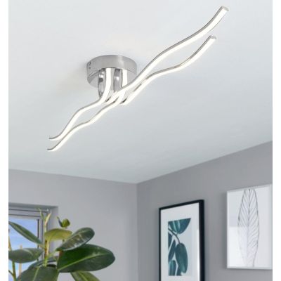 RONCADE PLAFONIERA IN METALLO CROMATO A LED INTEGRATO DA 40W 116 CM LUNGHEZZA EGLO - Cristalensi Shop Online