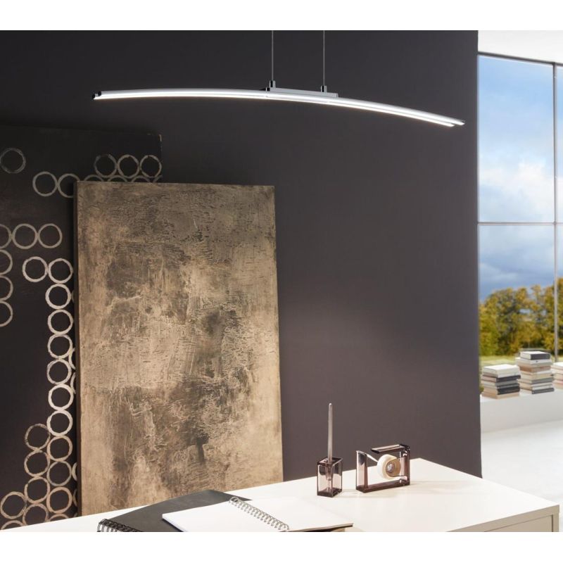 LASANA SOSPENSIONE IN METALLO CROMATO A LED INTEGRATO DA 30W D. 90 EGLO - Cristalensi Shop Online